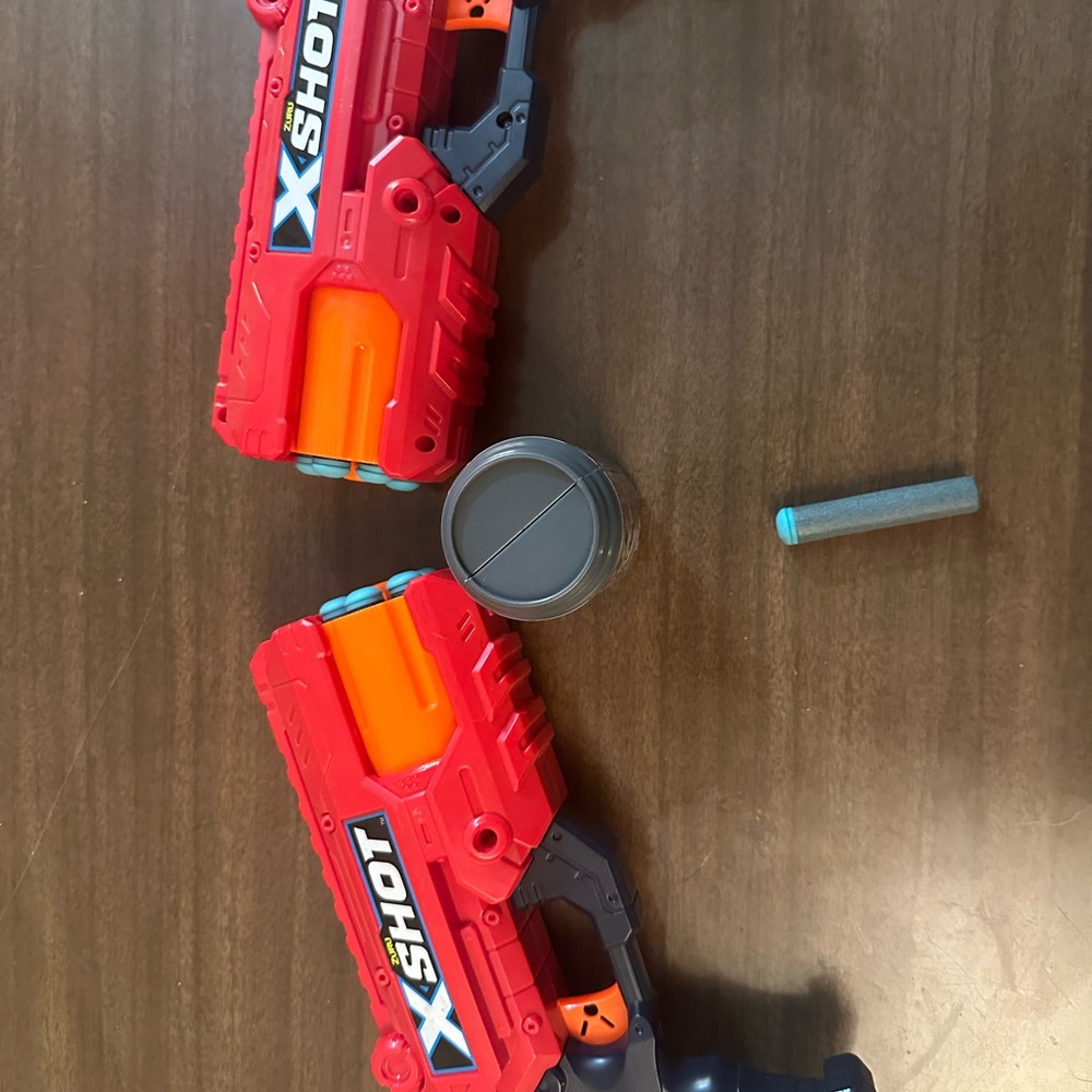 Red and Orange Toy Blaster Set